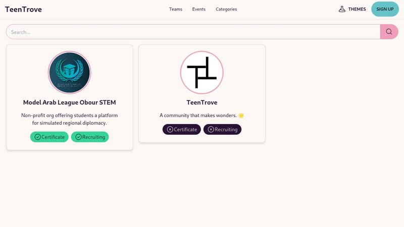 A screenshot of https://teentrove.s-ve.co/